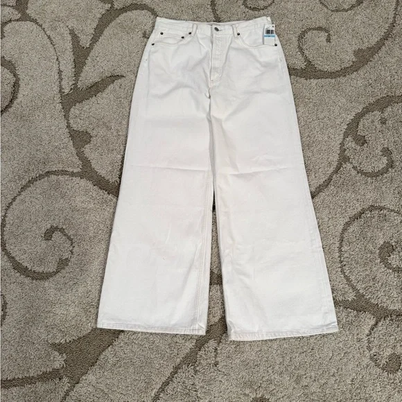 NWT Agolde Dame High Rise Wide Leg Jeans White Size 31